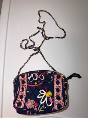 Vera Bradley Navy Floral Quilted Crossbody Pouch with Chain Strap